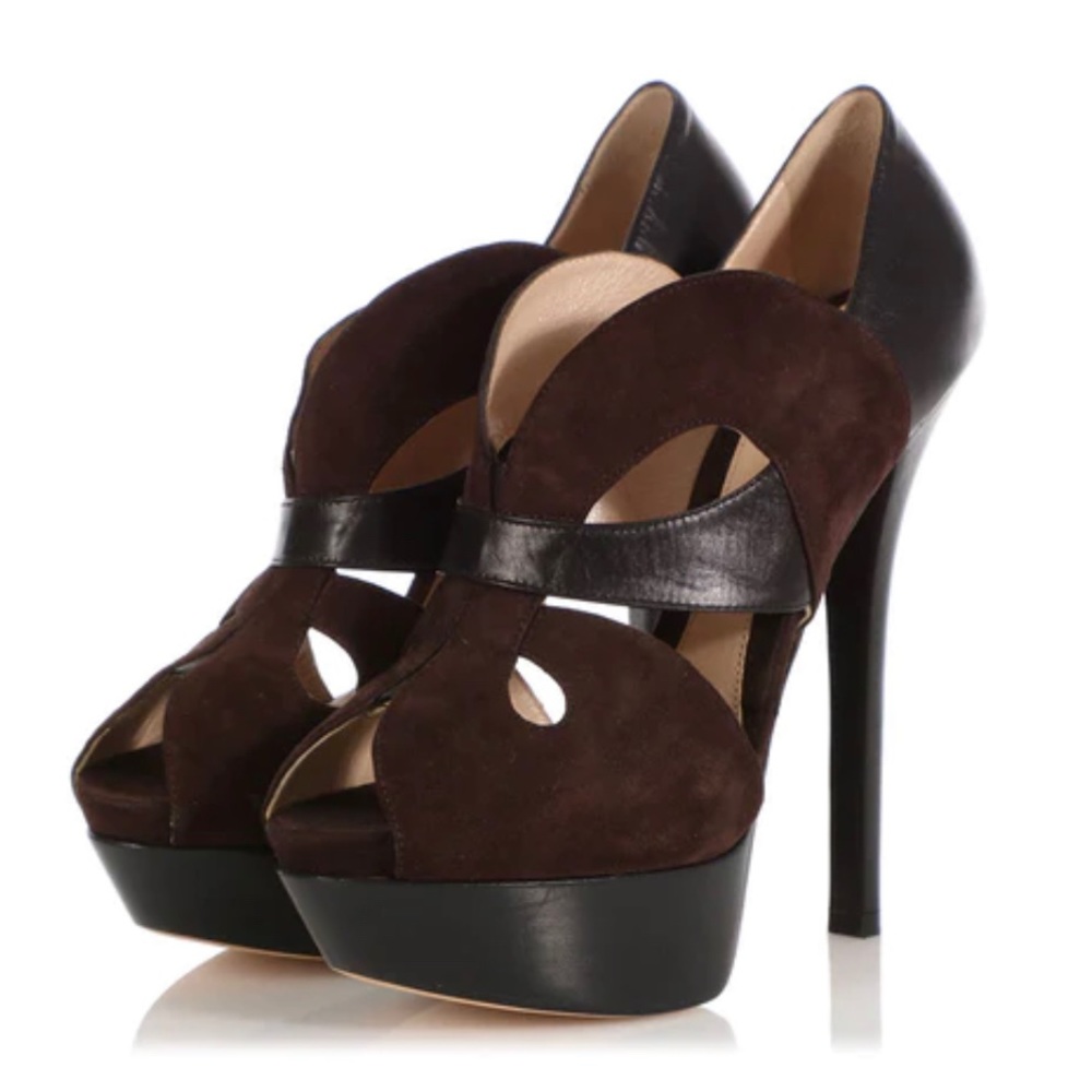 Fendi suede and leather platform heels 40.5